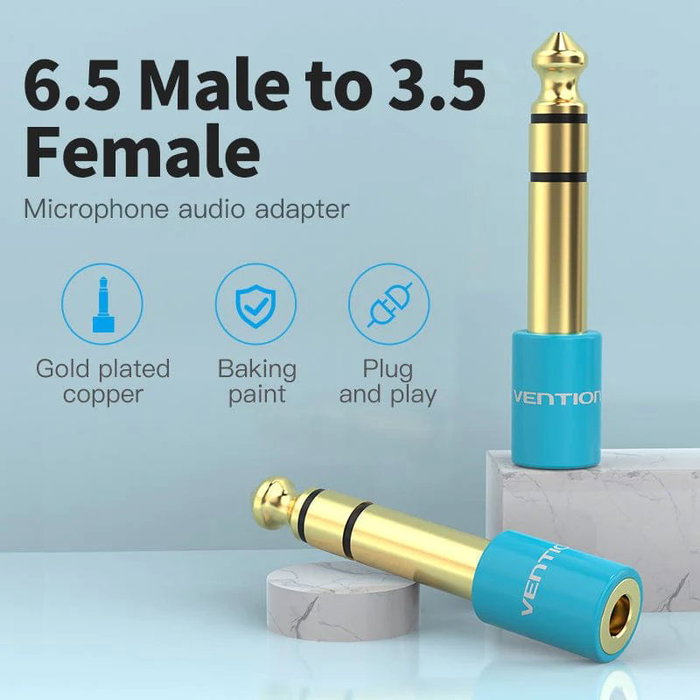 Vention Adaptador Jack VAB-S01-L 6.5 mm Macho a 3.5 mm Hembra Azul